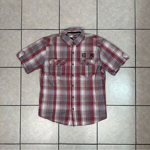 Men’s Large Harley Davidson Motorcycles Button Down Plaid Short Sleeve Shirt
